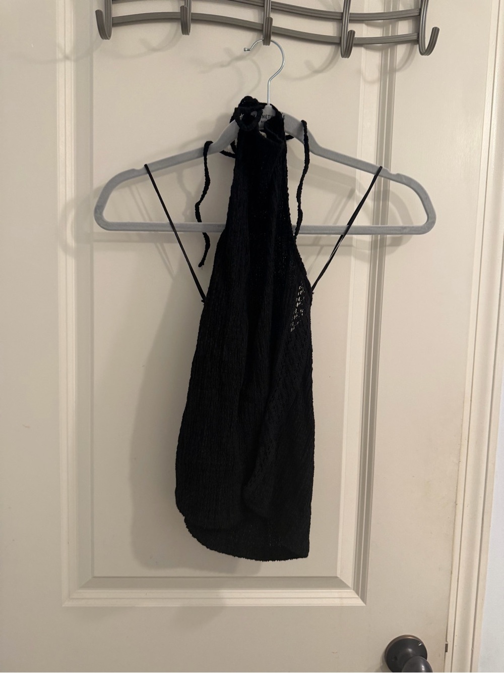 NWOT H&M Black Linen Self Tie Halter Top
